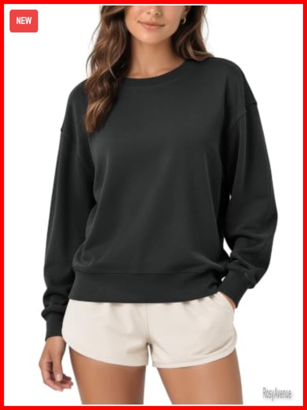 Modal Oversized Sweatshirt Crew Neck Long Sleeve Relaxed Pullover